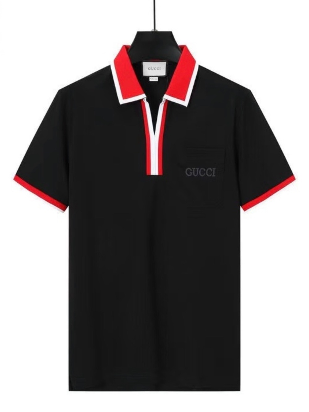 Gucci Black Polo with Red and White Trim